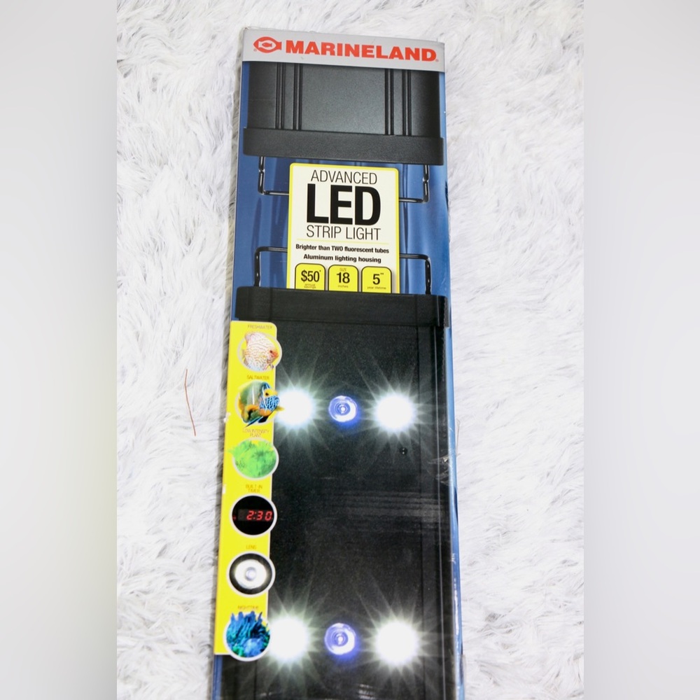 Marineland LED Aquarium Light 18” Strip Bright Output Fish Tank Light New